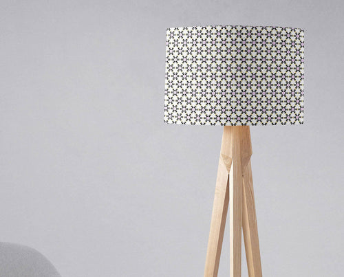 White Lampshade with a Black and Pink Geometric Design, Ceiling or Table Lamp Shade - Shadow bright
