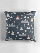Load image into Gallery viewer, Dark Blue Cushion with an Outdoors Camping Theme Design, Throw Pillow - Shadow bright
