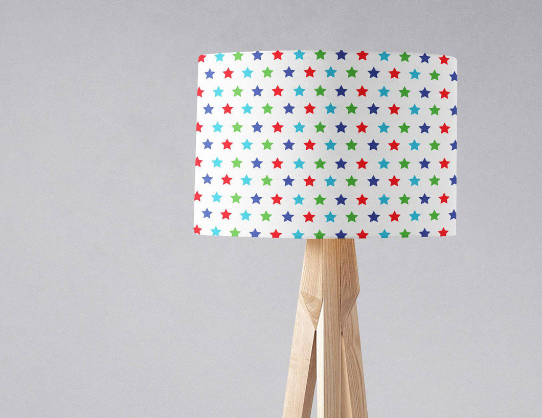 White Lampshade with a Multicoloured Stars Design, Ceiling or Table Lamp Shade - Shadow bright