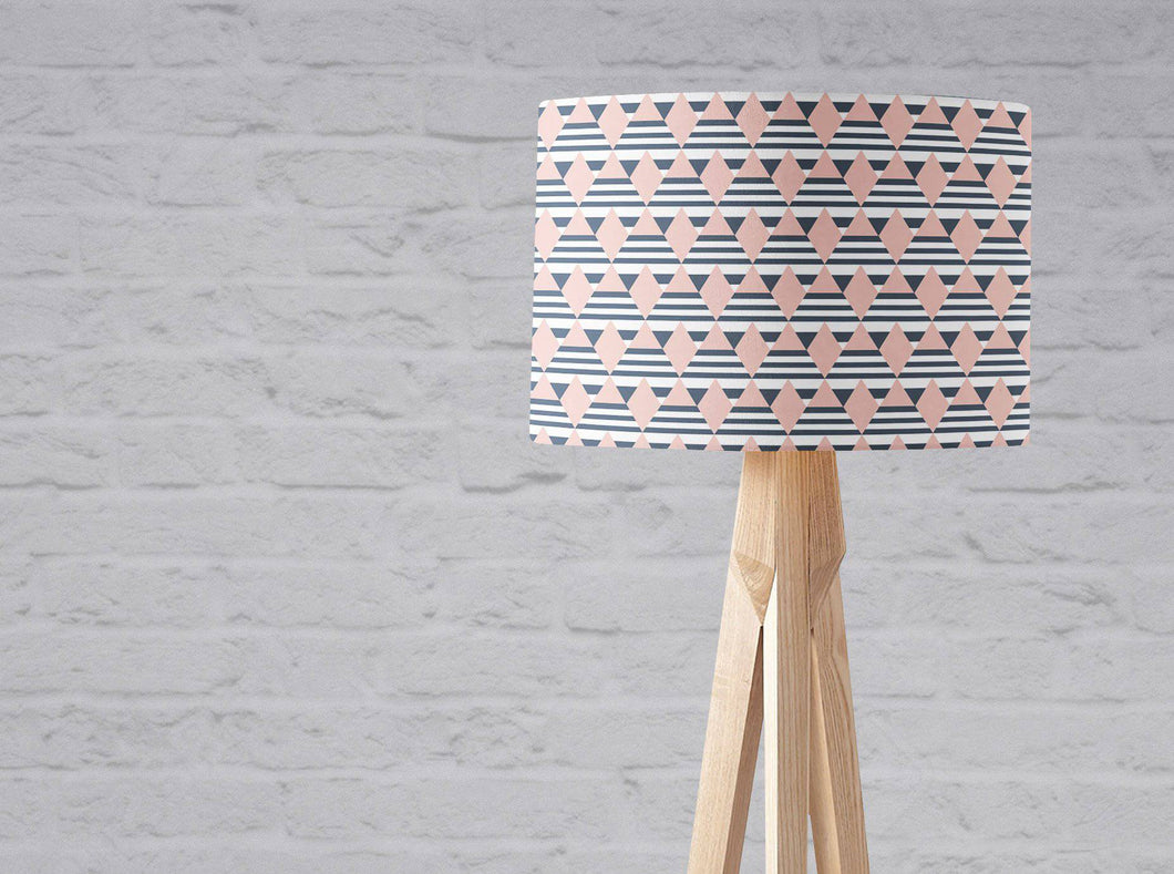 Navy Blue with Pink Diamond Design Lampshade, Ceiling or Table Lamp Shade - Shadow bright