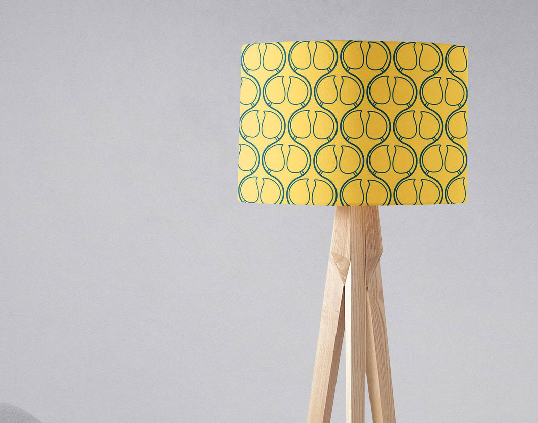 Yellow Lampshade with Blue Geometric Design, Ceiling or Table Lamp Shade - Shadow bright