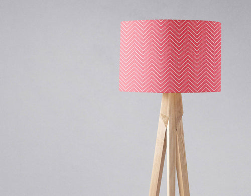 Pink Lampshade with a White Chevron Design, Ceiling or Table Lamp Shade - Shadow bright