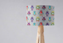 Load image into Gallery viewer, Grey with a Multicoloured Robot Design Lampshade, Ceiling or Table Lamp Shade - Shadow bright
