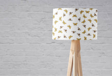 Load image into Gallery viewer, White Lampshade with a Brown Bees and Butterflies Design, Ceiling or Table Lamp - Shadow bright
