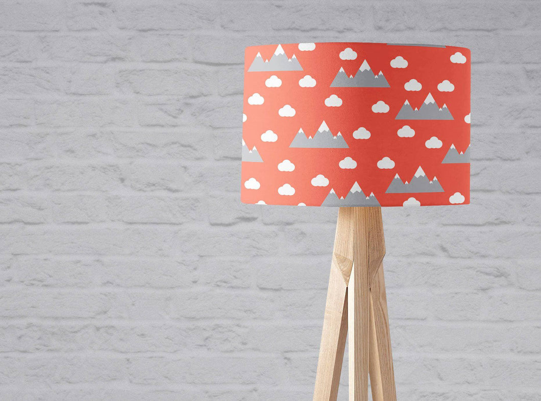 Orange Lampshade with a Clouds and Mountains Design, Ceiling  or Table Lamp Shade - Shadow bright