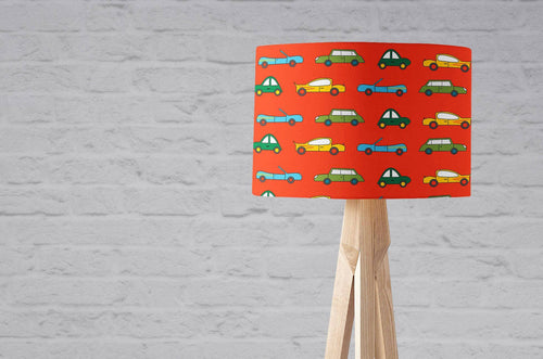 Red with Multicoloured Cars Lampshade, Ceiling or Table Lamp Shade - Shadow bright