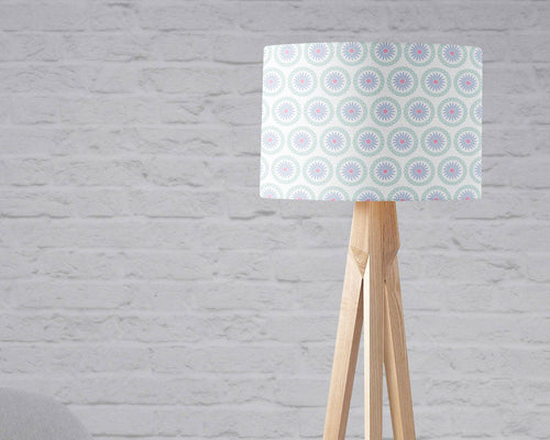 White with a Purple Floral Design Lampshade, Ceiling or Table Lamp Shade - Shadow bright
