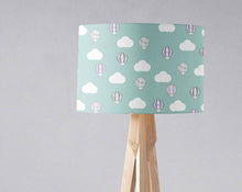Load image into Gallery viewer, Green Hot Air Balloons and Clouds Lampshade, Ceiling or Table Lamp Shade - Shadow bright
