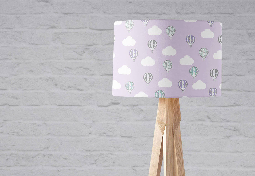 Lilac Hot Air Balloons and Clouds Lampshade, Ceiling or Table Lamp Shade - Shadow bright