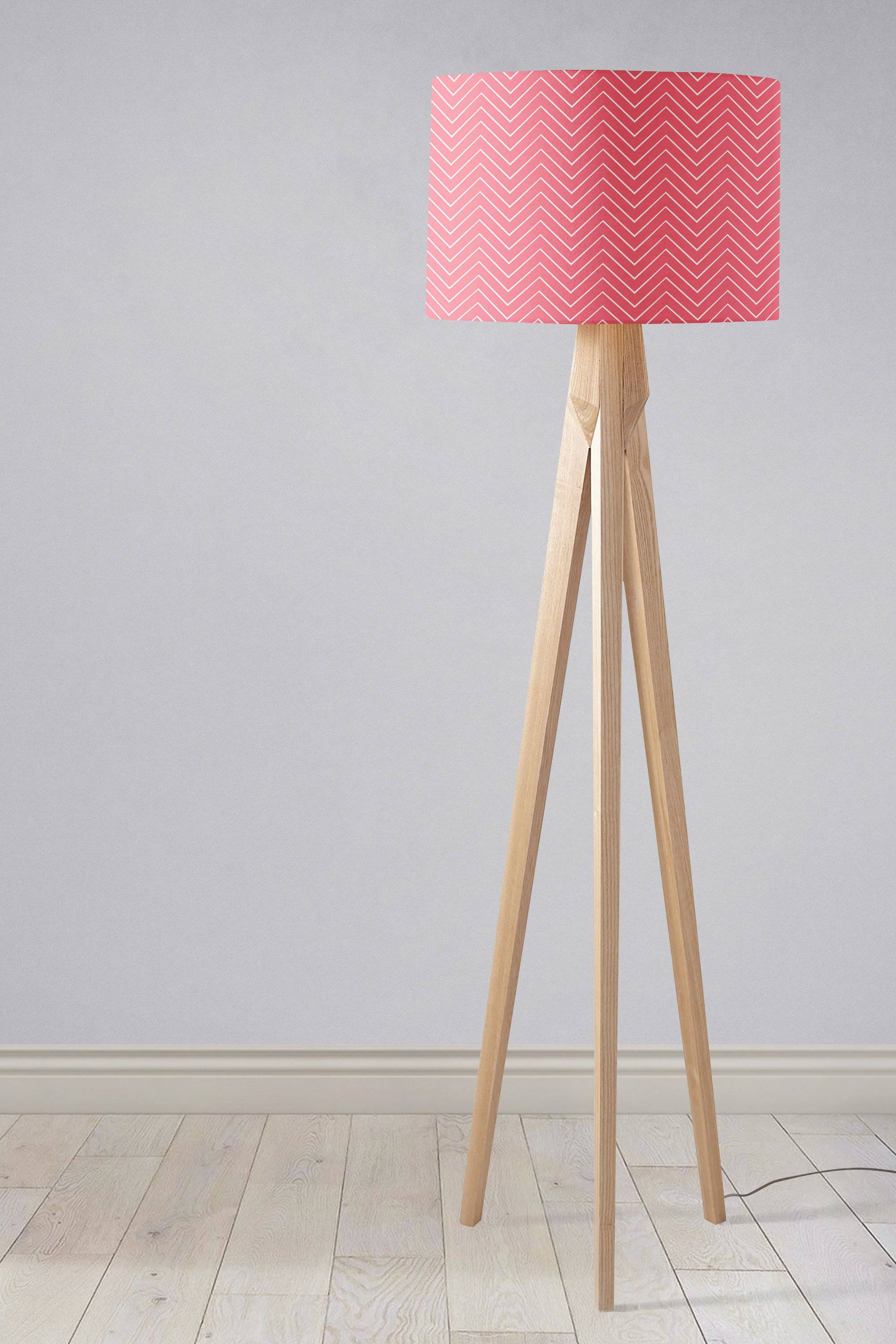 Pink Lampshade with a White Chevron Design, Ceiling or Table Lamp Shade - Shadow bright