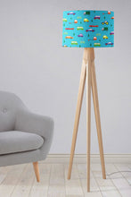 Load image into Gallery viewer, Turquoise Blue with Cars and Trees Design Lampshade, Ceiling or Table Lamp - Shadow bright
