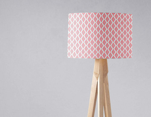 Pink Lampshade with a White Geometric Design, Ceiling or Table Light Shade - Shadow bright