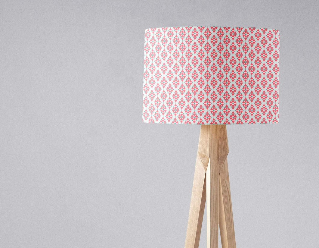Pink Lampshade with a White Geometric Design, Ceiling or Table Light Shade - Shadow bright