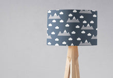 Load image into Gallery viewer, Navy Blue Lampshade with a Clouds and Mountains Design, Ceiling or Table Lamp Shade - Shadow bright
