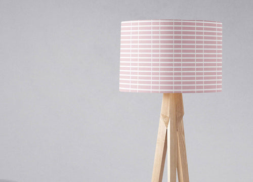 Pink Lampshade with a White Lines Geometric Design, Ceiling or Table Lamp Shade - Shadow bright