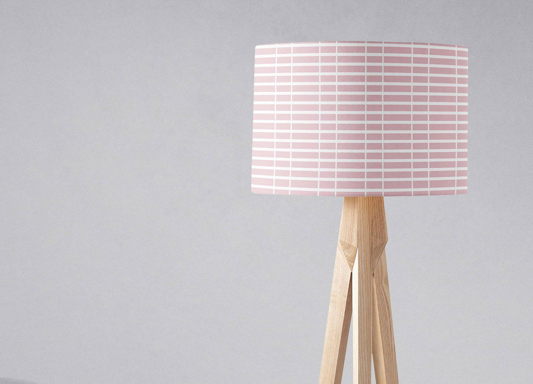 Pink Lampshade with a White Lines Geometric Design, Ceiling or Table Lamp Shade - Shadow bright