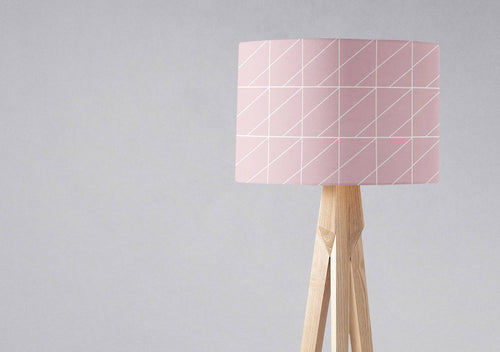 Blush Pink with a White Geometric Design Lampshade, Ceiling or Table Lamp Shade - Shadow bright