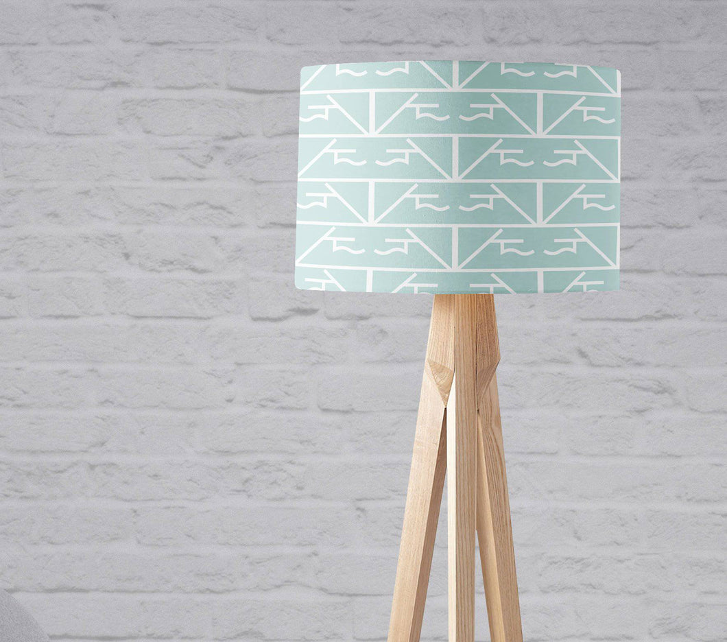 Light Green and White Geometric Lampshade, Ceiling or Table Lamp Shade - Shadow bright