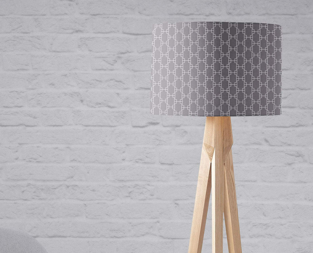Grey with White Squares Geometric Design Lampshade, Ceiling or Table Lamp Shade - Shadow bright