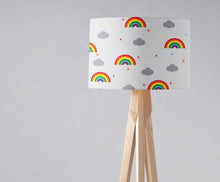 Load image into Gallery viewer, White with a Rainbow and Clouds Design, Ceiling or Table Lamp Shade - Shadow bright
