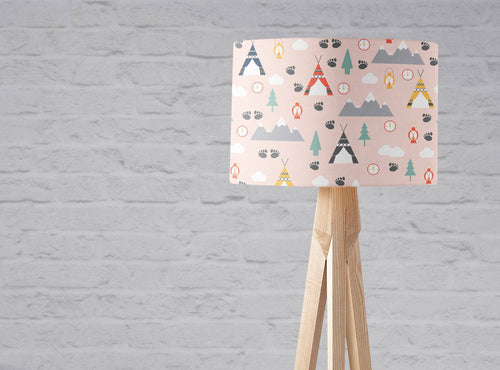 Pink Camping Theme Lampshade, Ceiling or Table Lamp Shade - Shadow bright