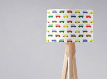Load image into Gallery viewer, White with Multicoloured Camper Vans Design Lampshade, Ceiling or Table Lamp Shade - Shadow bright
