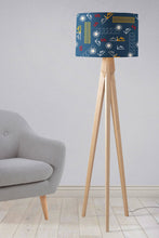 Load image into Gallery viewer, Blue Lampshade with a Railways Inspired Theme, Ceiling or Table Lamp Shade - Shadow bright
