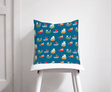 Load image into Gallery viewer, Dark Blue Cushion with a Nautical Theme Design, Throw Pillow - Shadow bright
