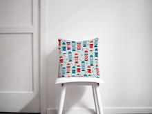 Load image into Gallery viewer, Light Blue Cushion with a Lighthouse Design, Throw Pillow - Shadow bright
