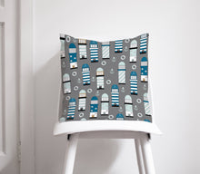 Load image into Gallery viewer, Grey Nautical Lighthouse Design Cushion, Throw Pillow - Shadow bright
