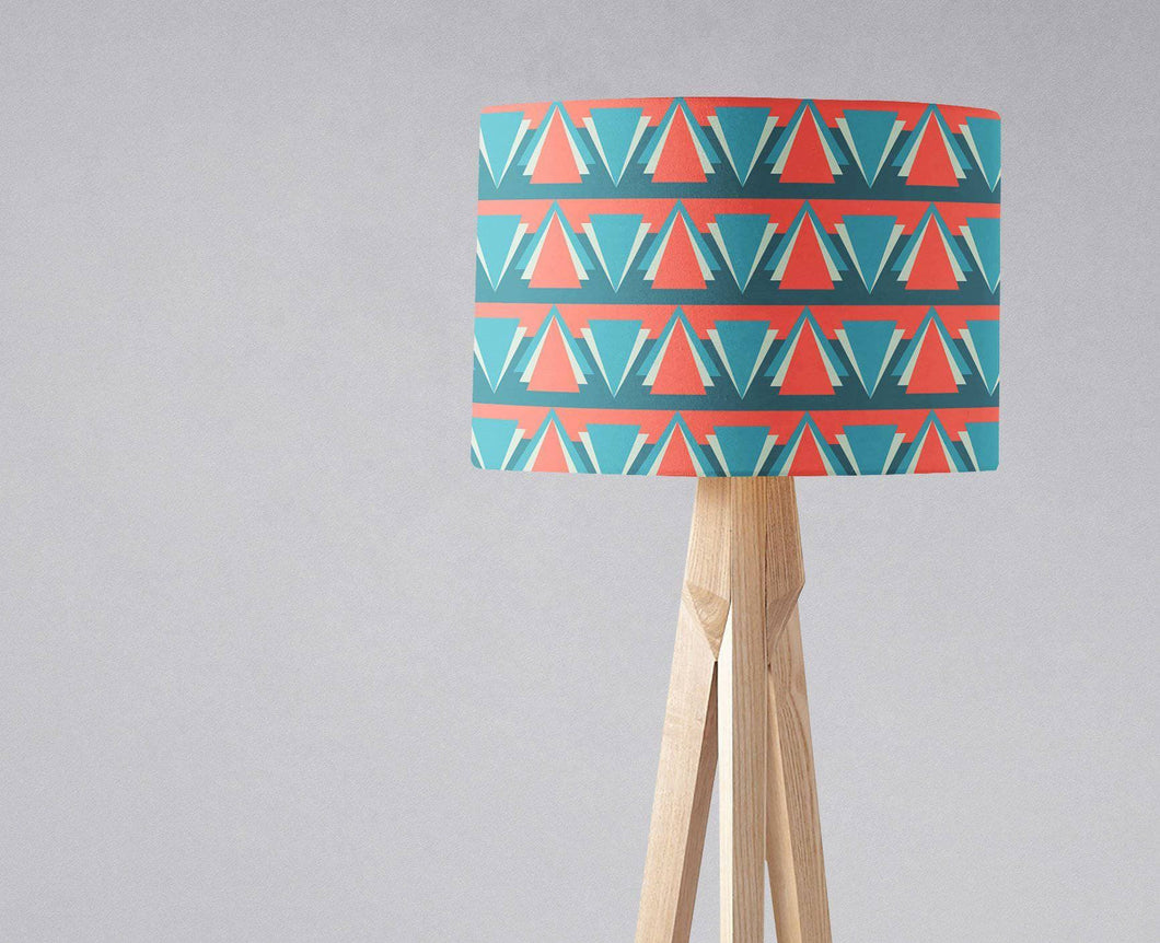 Grey and Coral Art Deco Design Lampshade, Ceiling or Table Lamp - Shadow bright