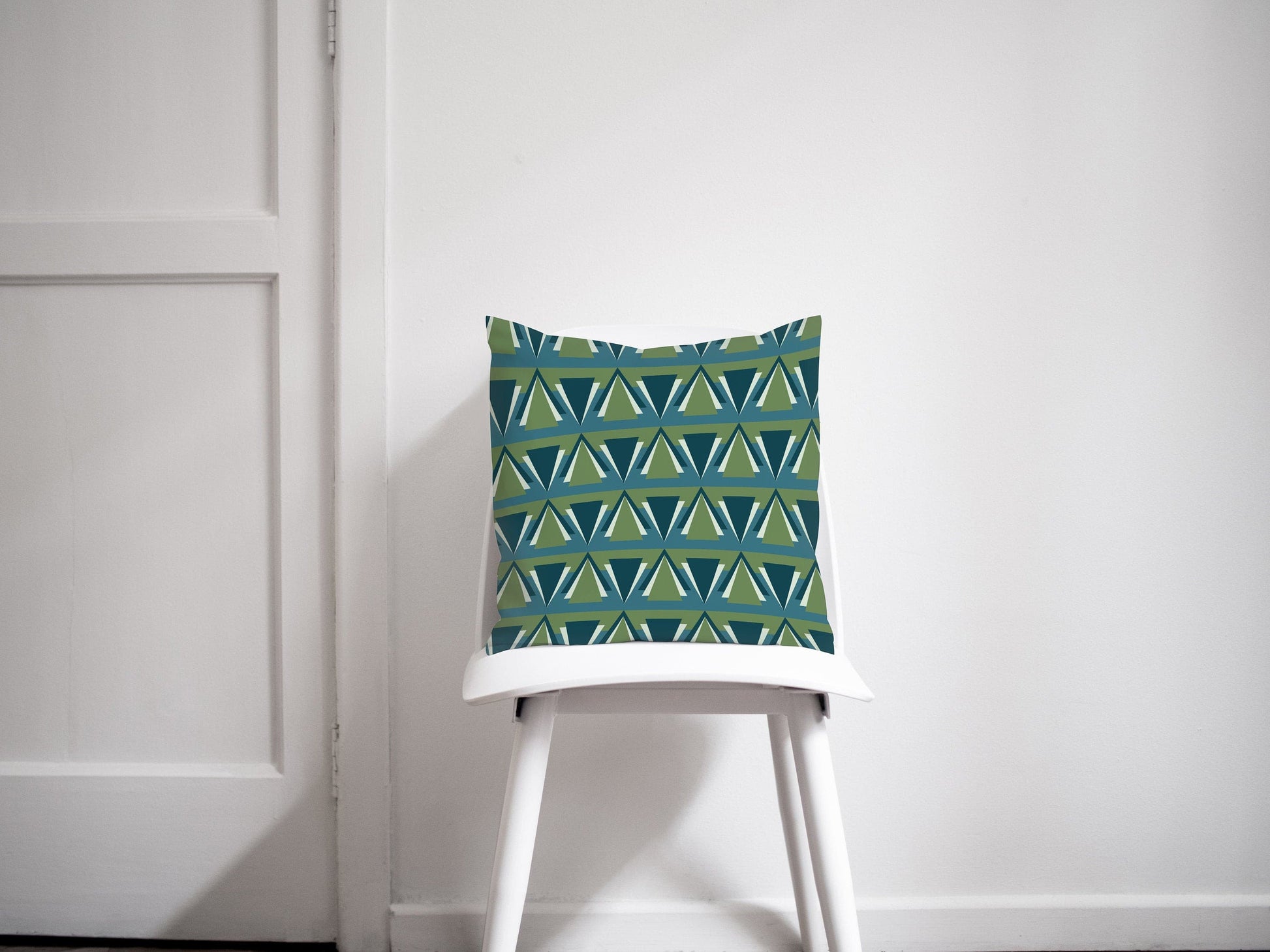 Green and Blue Art Deco Design Cushions, Throw Pillow - Shadow bright