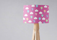 Load image into Gallery viewer, Pink Lampshade with Multicoloured Hot Air Balloons and Clouds, Ceiling or Table Lamp Shade - Shadow bright
