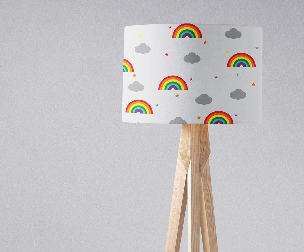 White with a Rainbow and Clouds Design, Ceiling or Table Lamp Shade - Shadow bright