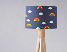 Load image into Gallery viewer, Dark Blue Rainbows and Clouds Design Lampshade, Ceiling or Table Lamp Shade - Shadow bright
