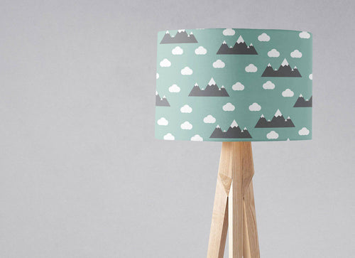 Green Lampshade with a Clouds and Mountains Design, Ceiling or Table Lamp Shade - Shadow bright