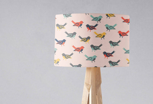 Pink Lampshade with a Multicoloured Birds Design, Ceiling or Table Lamp Shade - Shadow bright