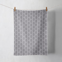 Load image into Gallery viewer, Grey Tea Towel with a White Geometric Design, Dish Towel, Kitchen Towel - Shadow bright

