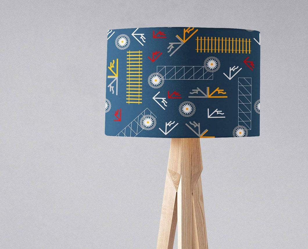 Blue Lampshade with a Railways Inspired Theme, Ceiling or Table Lamp Shade - Shadow bright