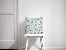 Load image into Gallery viewer, Pale Blue Cushion with a Seaside Theme Design, Throw Pillow - Shadow bright
