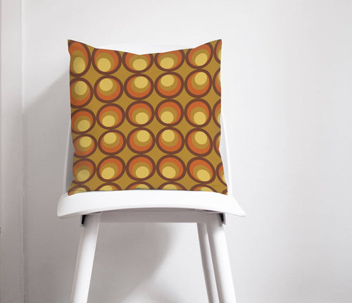 Mustard, Brown and Orange Cushion with a 70's Retro Design, Throw Pillow - Shadow bright