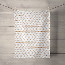 Load image into Gallery viewer, White Tea Towel with a Copper Lines Geometric Design, Dish Towel, Kitchen Towel - Shadow bright

