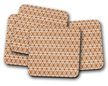 Load image into Gallery viewer, Copper Coaster with White Geometric Lines Design, Table Decor Drinks Mat - Shadow bright

