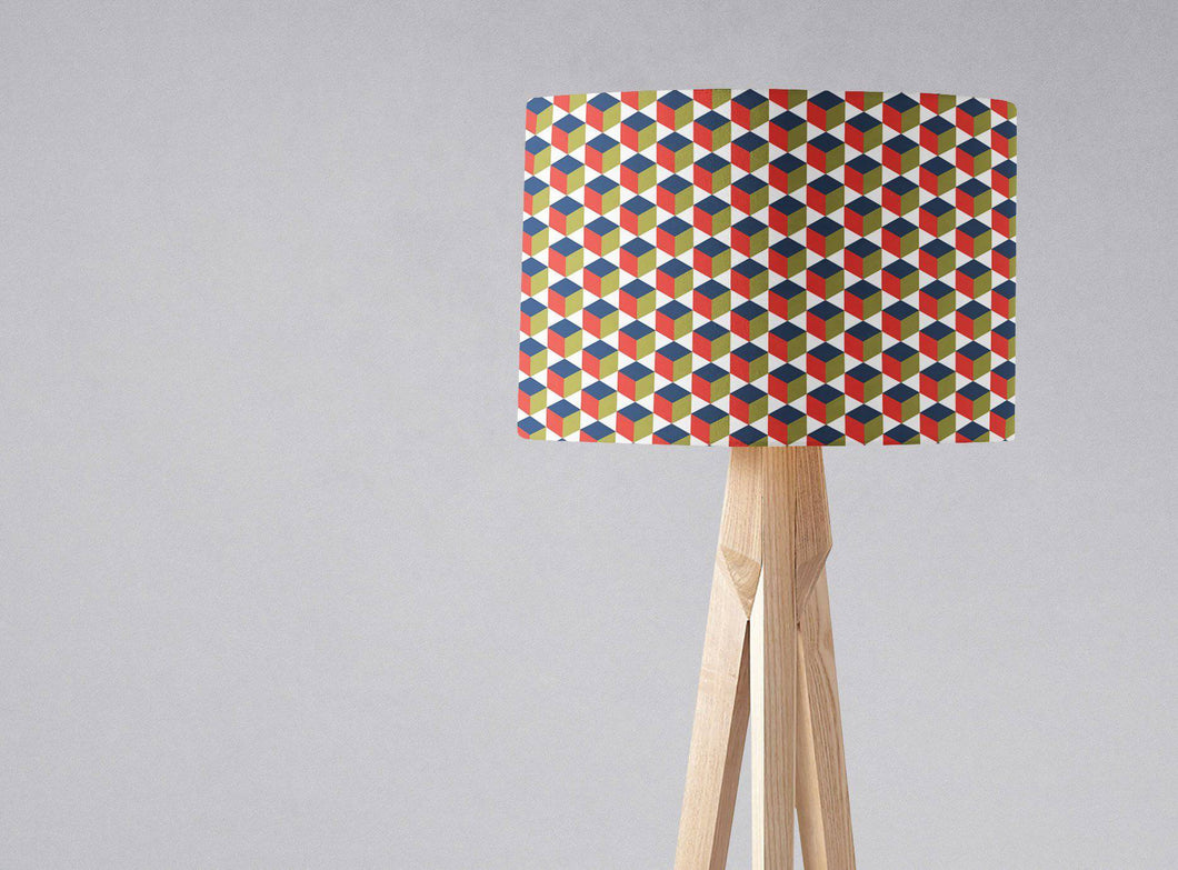 Red, White and Blue Geometric Design Lampshade, Ceiling or Table Lamp Shade - Shadow bright
