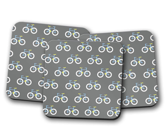 Grey Coaster with a Bicycle Design, Table Decor Drinks Mat - Shadow bright