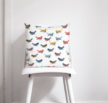 Load image into Gallery viewer, White Cushion wth Multicoloured Birds Design, Throw Pillow - Shadow bright
