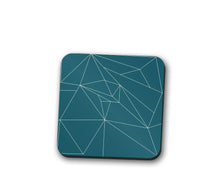 Load image into Gallery viewer, Teal Coasters with a White Line Geometric Design, Table Decor Drinks Mat - Shadow bright
