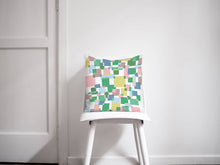 Load image into Gallery viewer, Green Colour Block Cushion with a Geometric Design, Throw Pillow - Shadow bright
