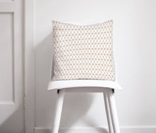 Load image into Gallery viewer, White Cushion with a Copper Geometric Lines Design, Throw Pillow - Shadow bright
