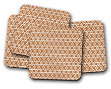 Load image into Gallery viewer, Copper Coaster with White Geometric Lines Design, Table Decor Drinks Mat - Shadow bright
